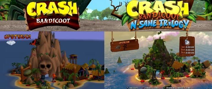 comparación de Crash Bandicoot en PS1 y PS4